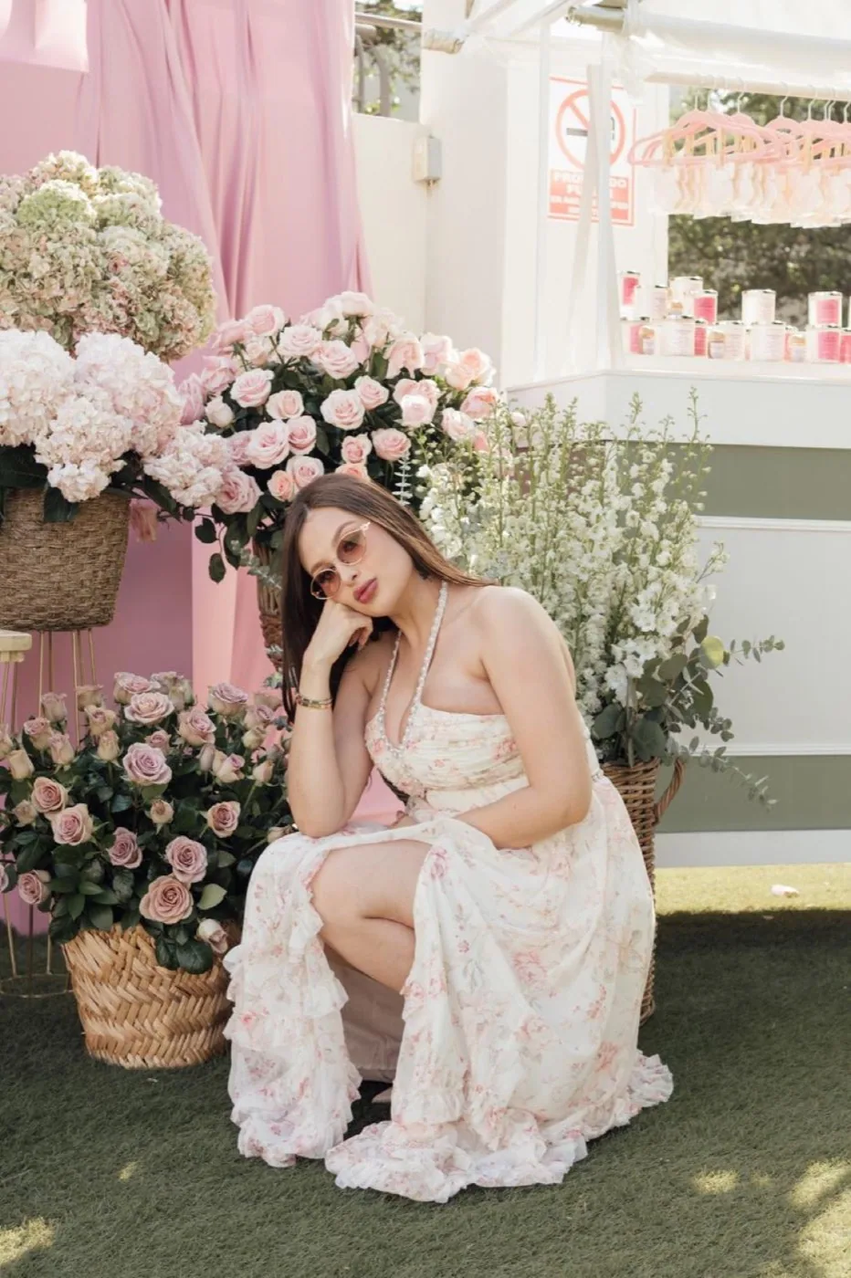 Decoración floral para baby shower